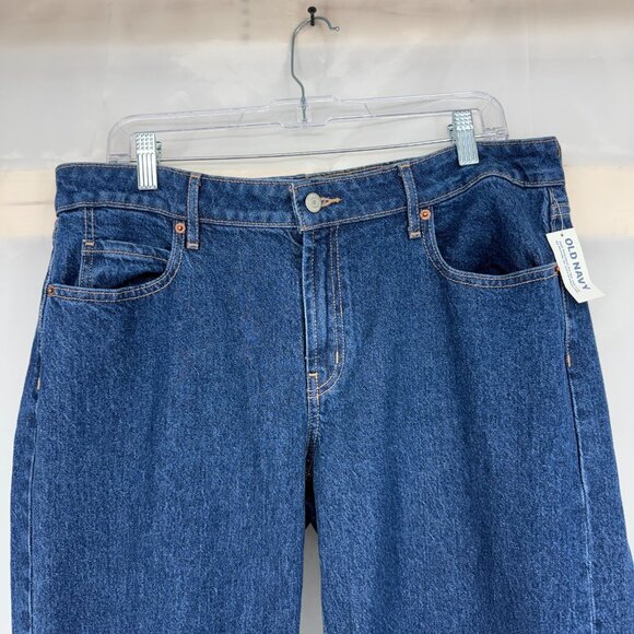 Old Navy Women 14 Wide Leg Jeans Dark Wash Denim Mid Rise Cotton Blend Modern - Picture 2 of 11
